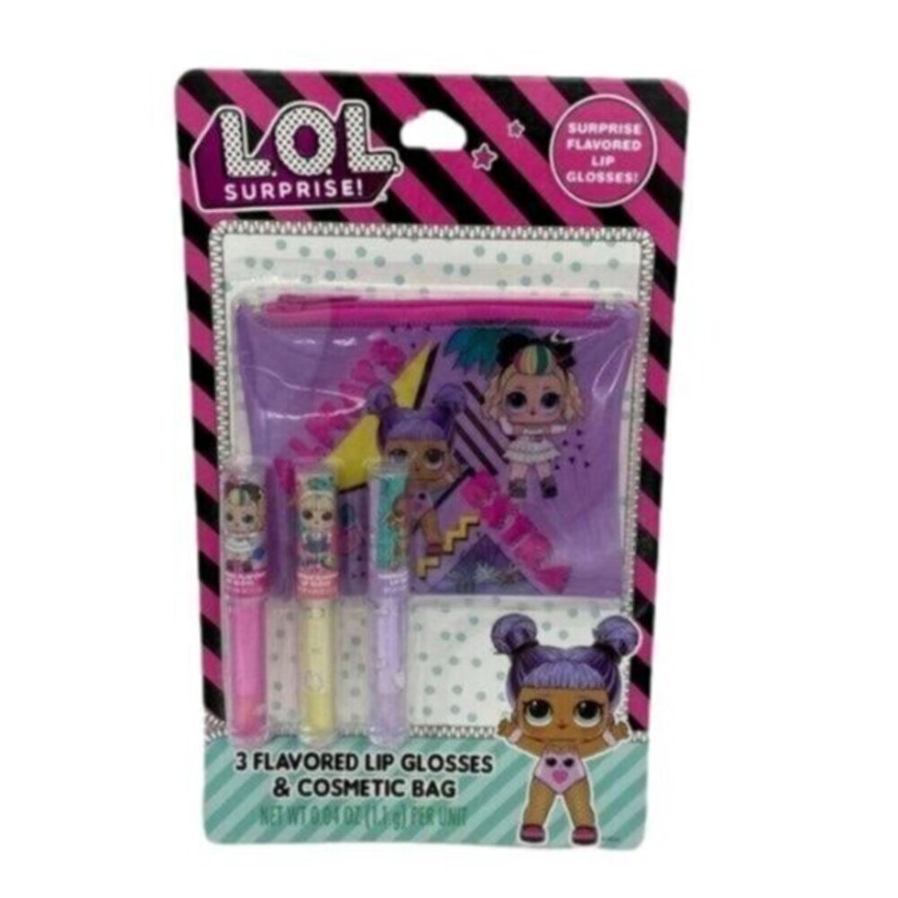 LOL Surprise Flavored Lip Gloss and Cosmetic Bag Set NEW